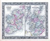 Ireland, Scotland, World Atlas 1864 Mitchells New General Atlas